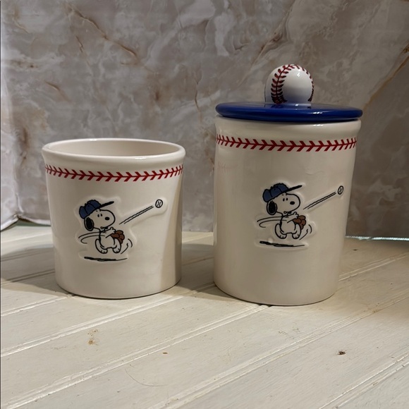 Rae Dunn Other - Rae Dunn Baseball Snoopy Canister set.
